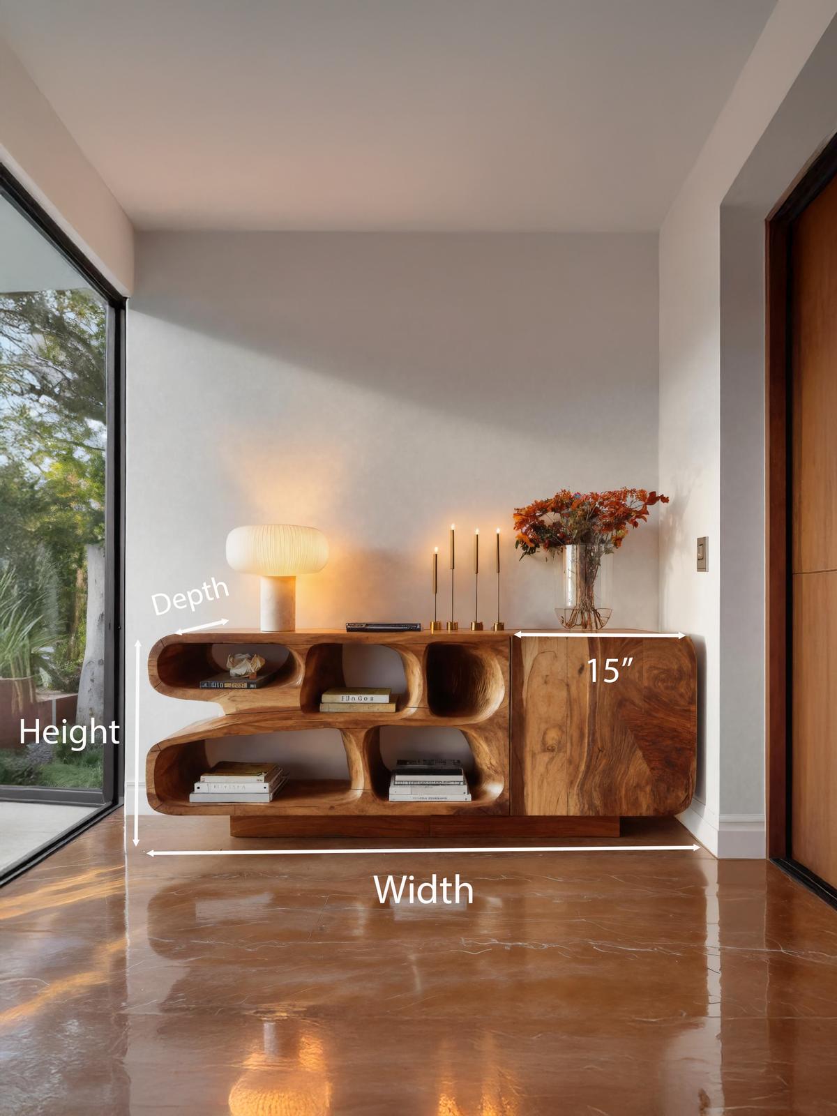Modern Wooden Sideboard With Organic Curved For Entryway Storage SITHTTSD026