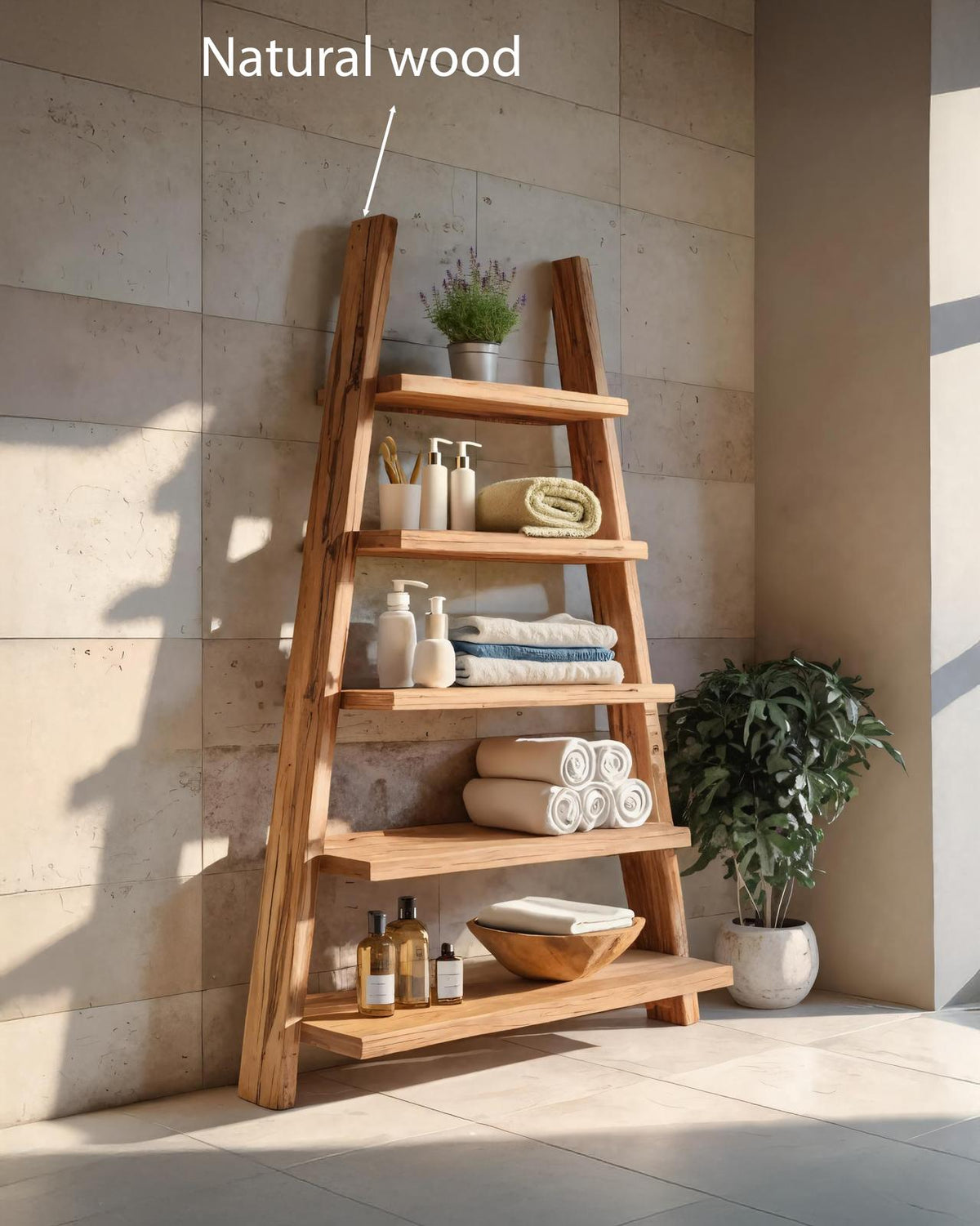A-Frame Ladder Shelf With Open Tiers For Bathroom SITHTTBAS006