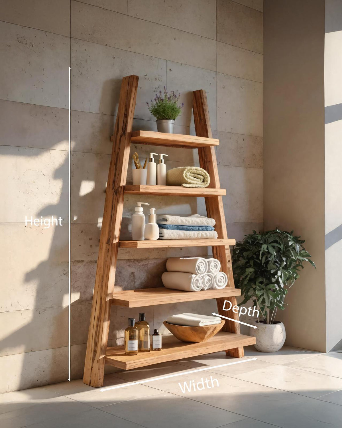 A-Frame Ladder Shelf With Open Tiers For Bathroom SITHTTBAS006