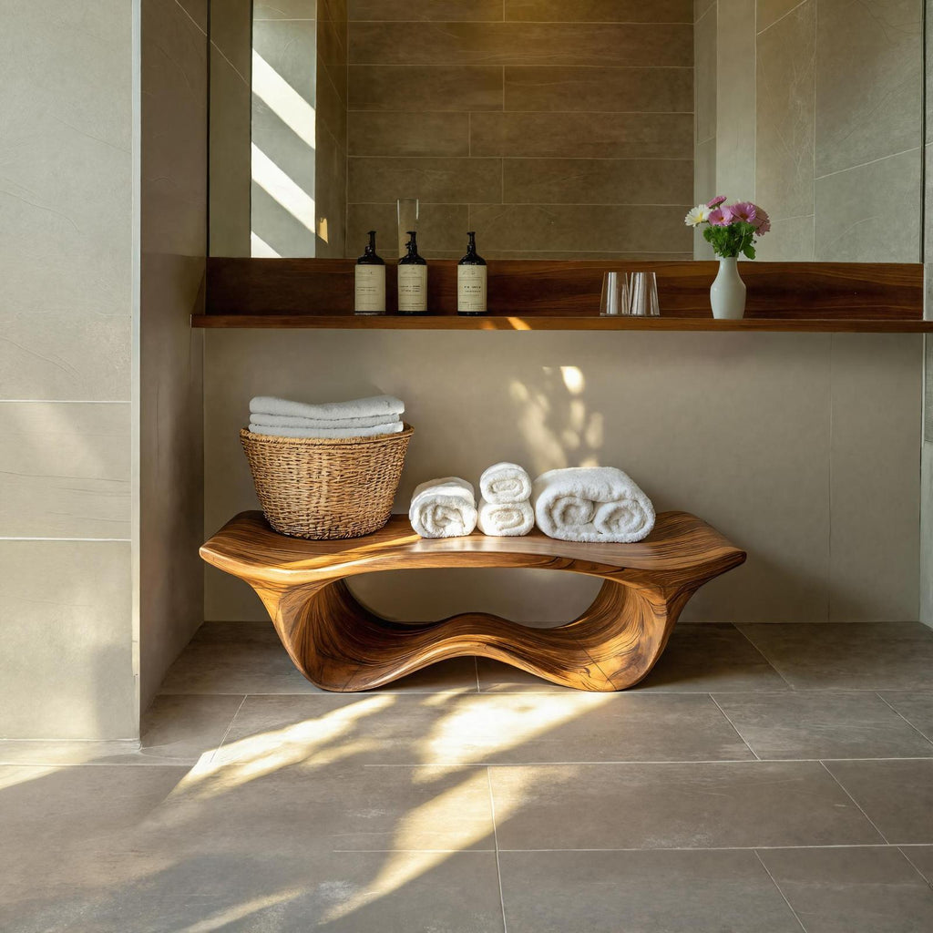 Organic Sculptural Shower Bench For Bathroom