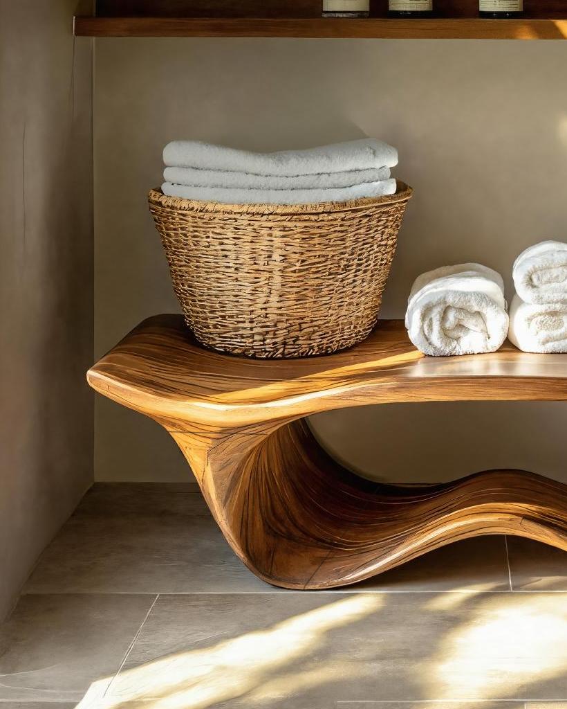 Organic Sculptural Shower Bench For Bathroom