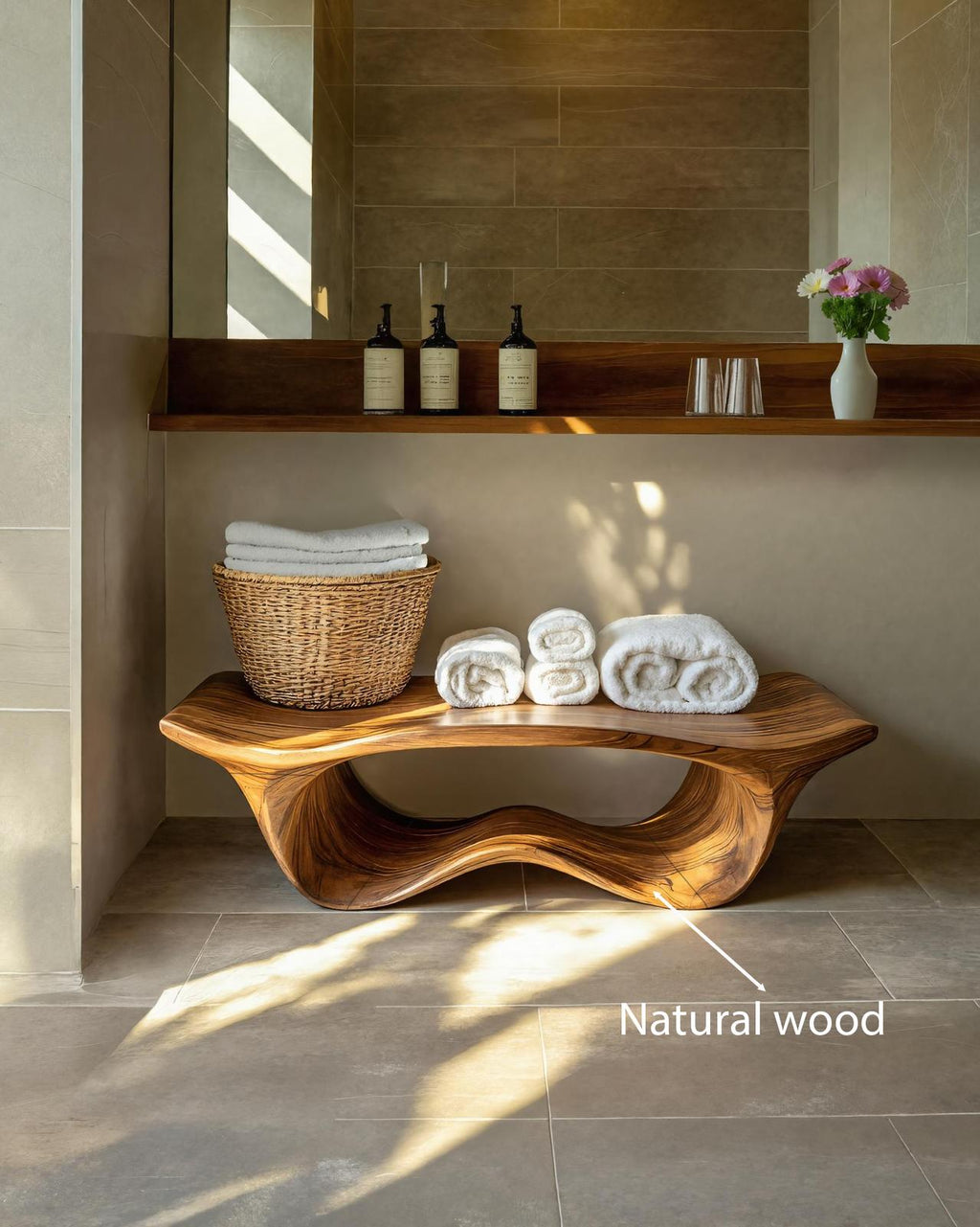 Organic Sculptural Shower Bench For Bathroom