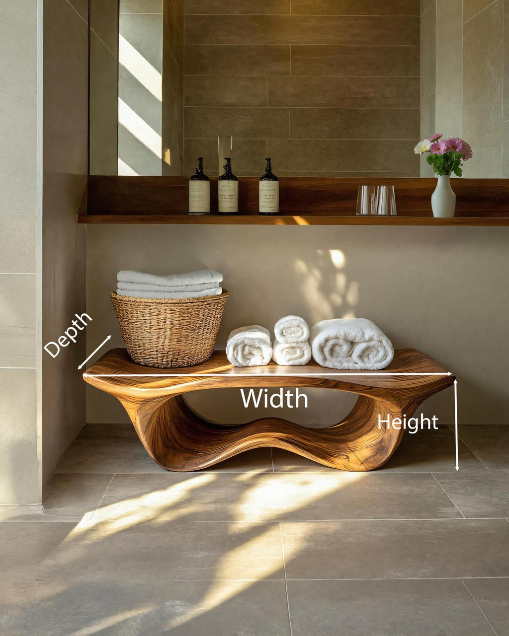 Organic Sculptural Shower Bench For Bathroom