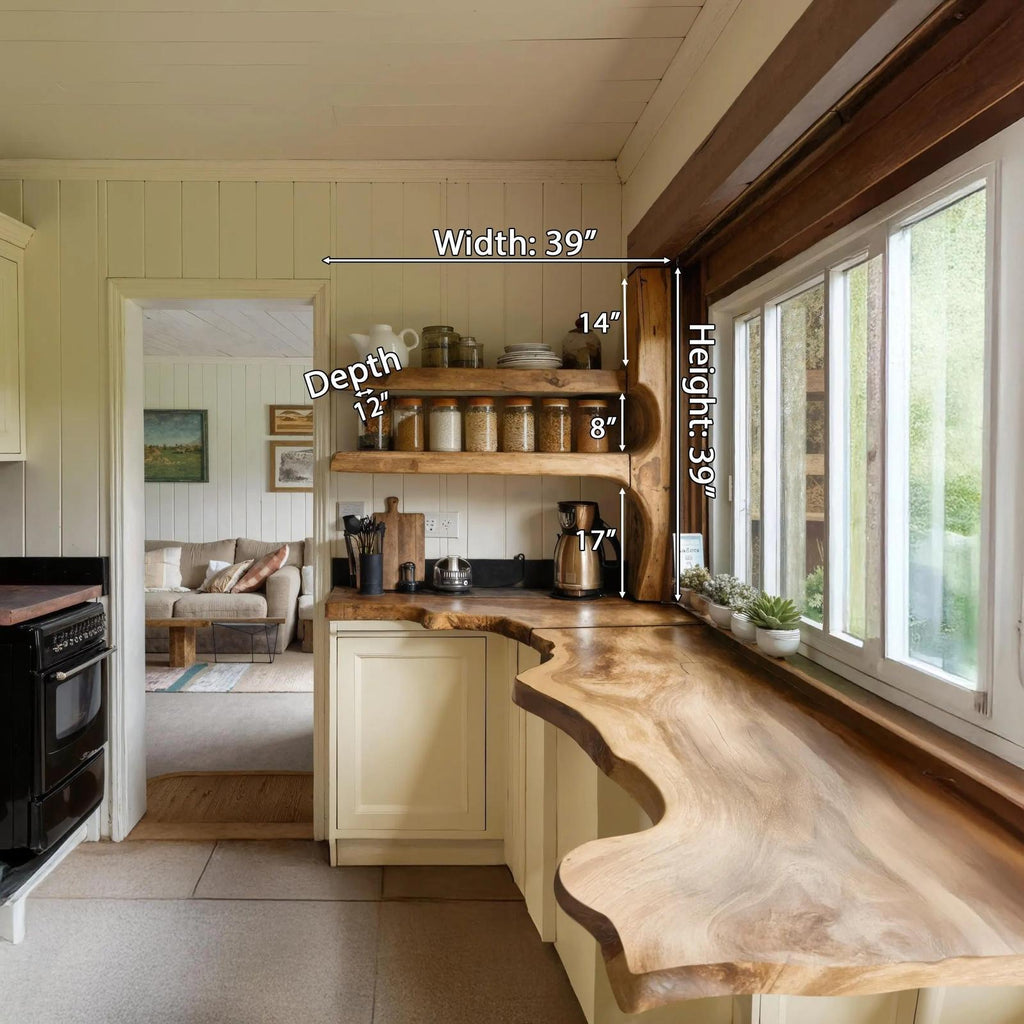 Rustic Live Edge Kitchen Shelf For Cozy Farmhouse Pantry