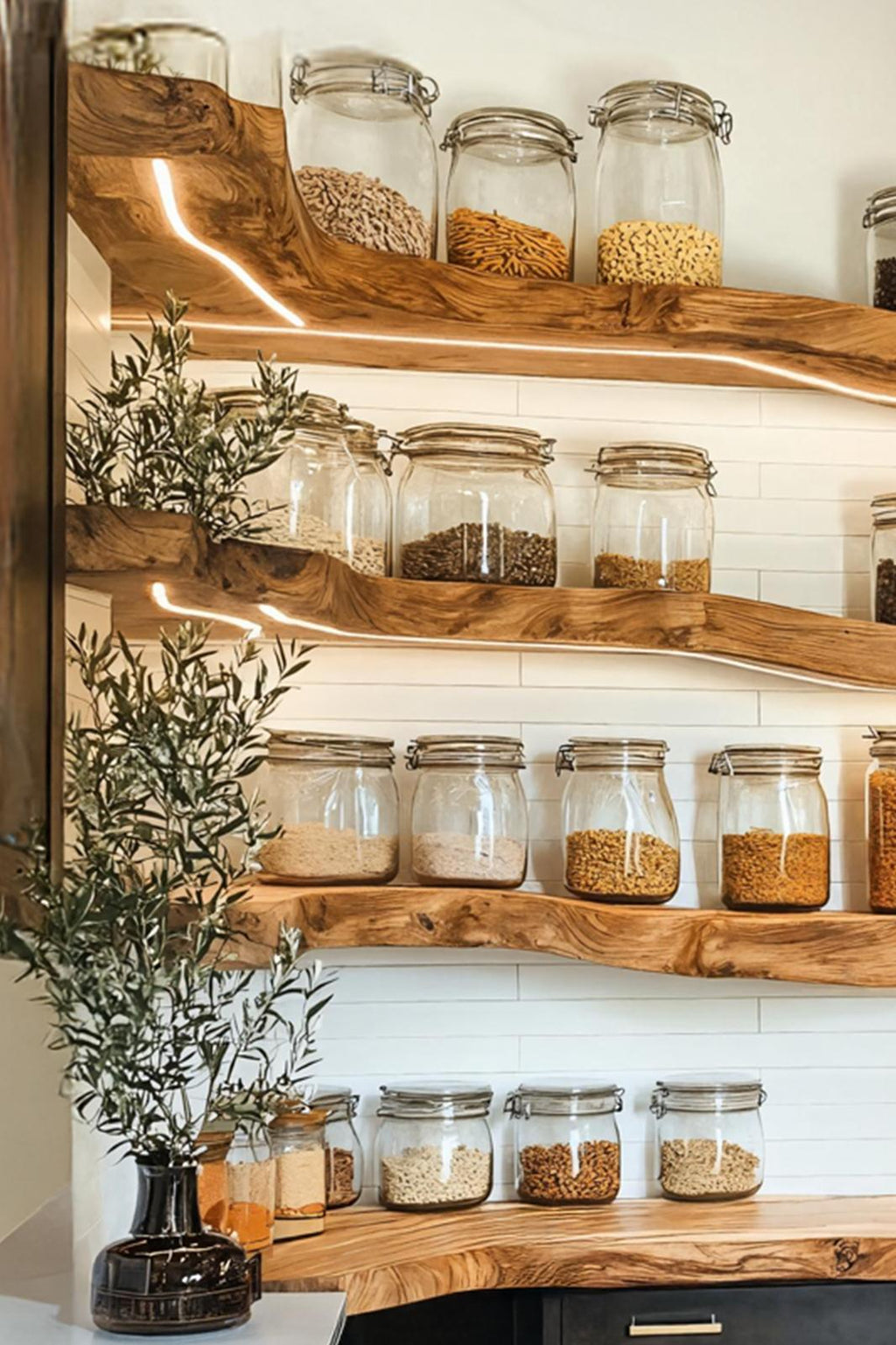 Mid Century Wooden Spice Rack For Kitchen Storage Decor