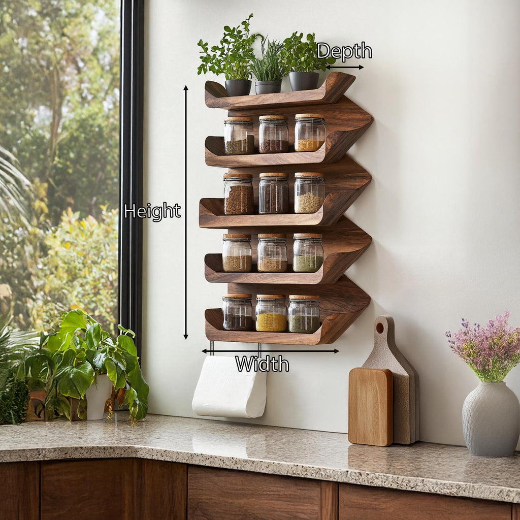 Wooden Spice Rack Mid Century Style For Entryway Design