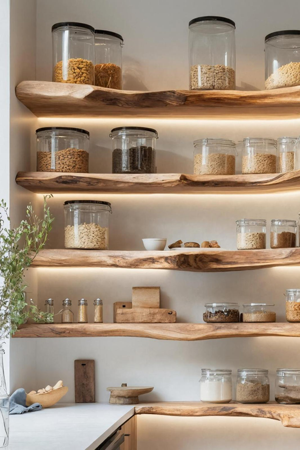 Rustic Handmade Wooden Spice Rack For Kitchen Wall