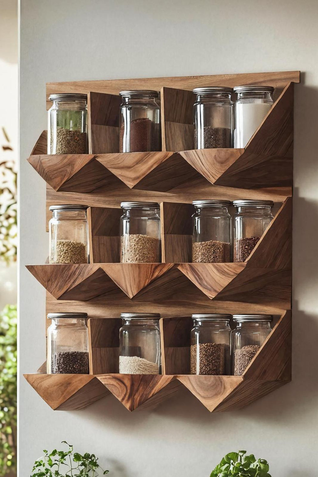 Handmade Spice Storage Rack For Mid Century Kitchen