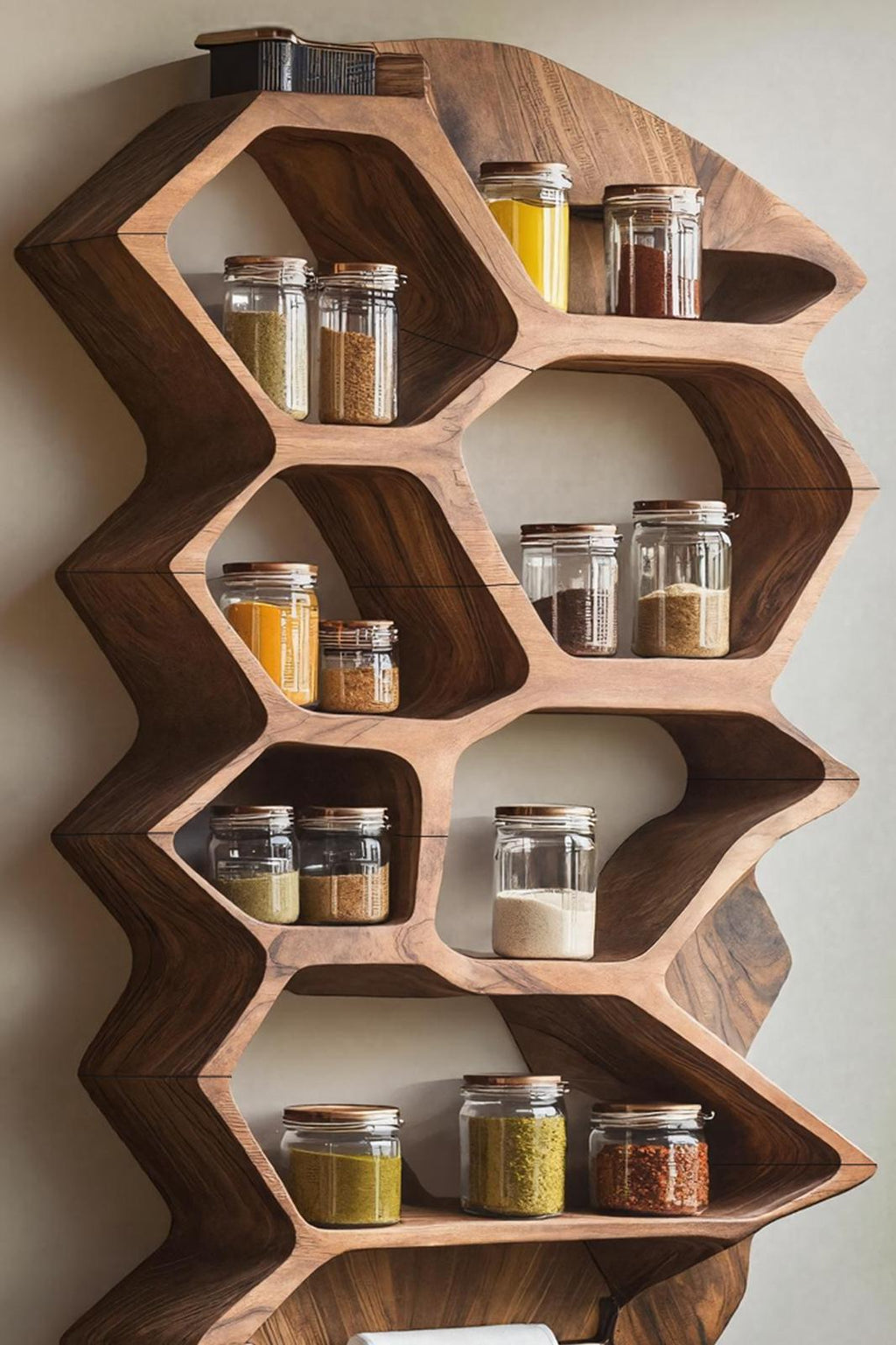 Rustic Wooden Spice Rack Shelf For Entryway Or Kitchen