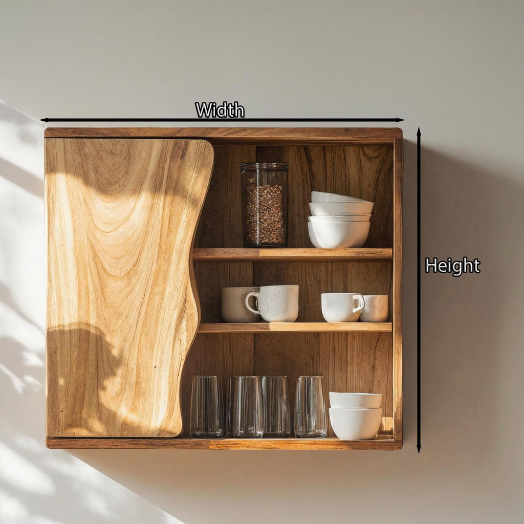 Rustic Solid Wood Kitchen Storage Box, Handcrafted Countertop Organizer Rack & Pantry Storage Bin
