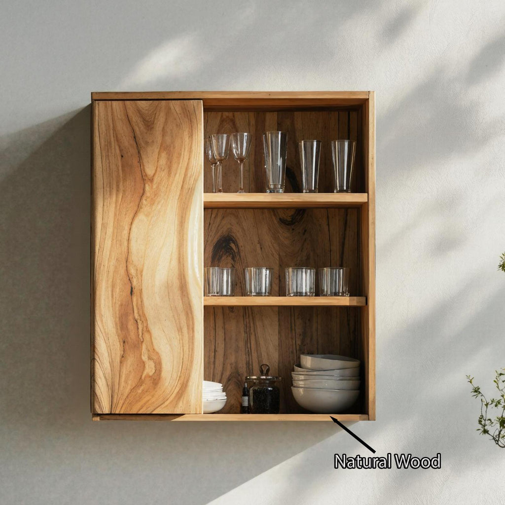 Rustic Solid Wood Kitchen Storage Bin, Decorative Countertop Spice & Pantry Container Organizer
