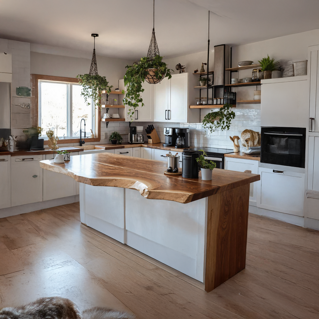 Rustic Solid Wood Kitchen Tabletop For Cozy Kitchen Decor
