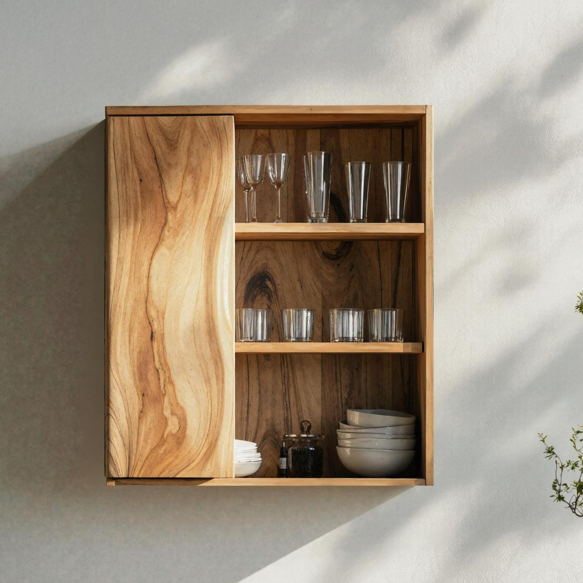 Rustic Solid Wood Kitchen Storage Bin, Decorative Countertop Spice & Pantry Container Organizer