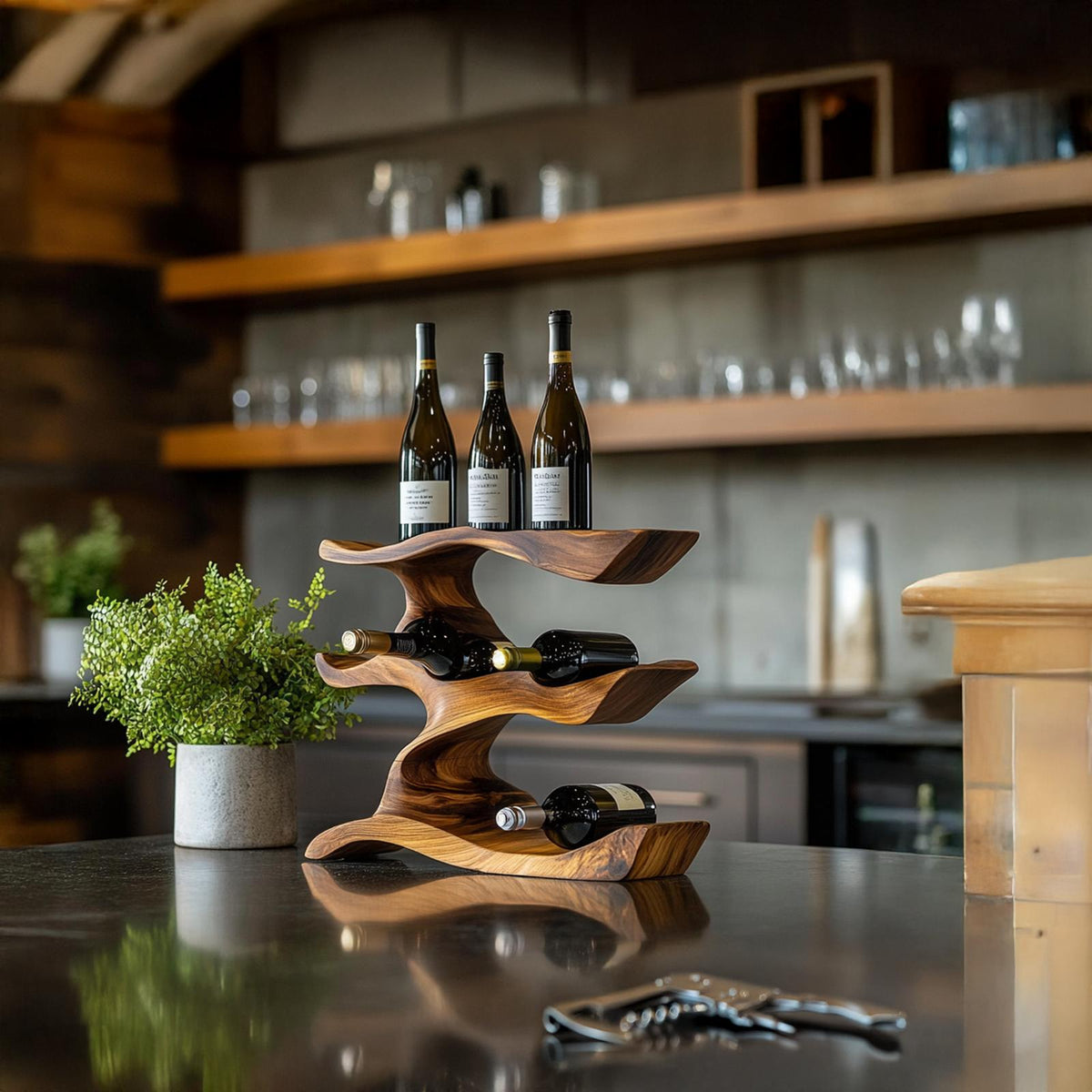 Mid Century Wine Holder For Living Room Modern Display