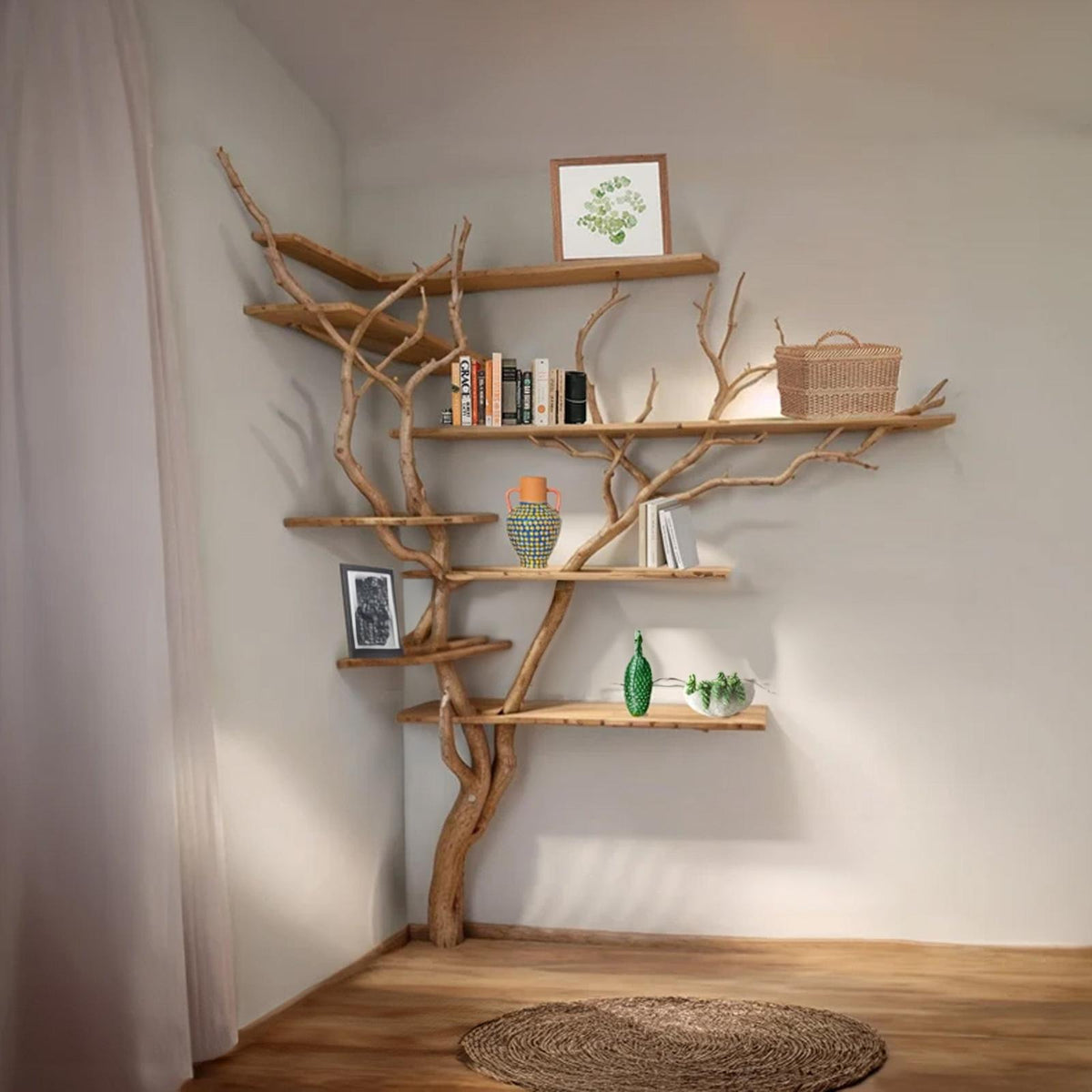 Tree Bookshelf Driftwood Branch Wall Mount SINLTB017