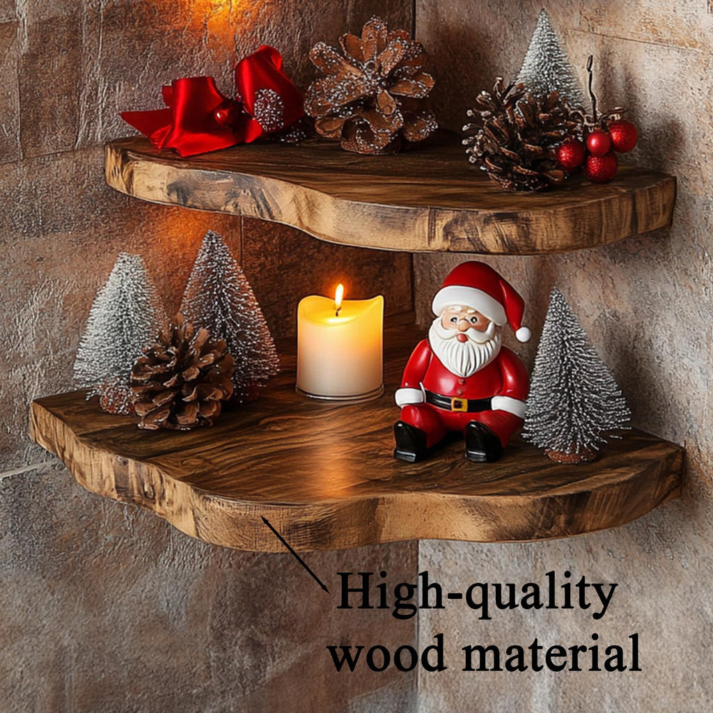 Floating Corner Shelf Xmas Walnut Floating Shelf Christmas Decor