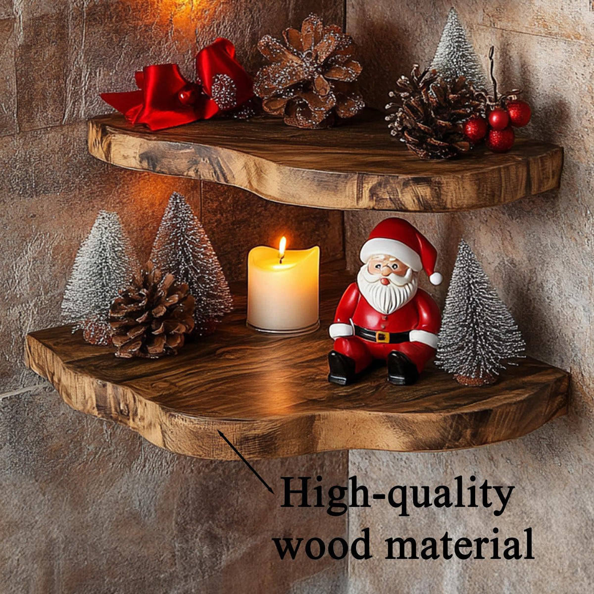 Floating Corner Shelf Xmas Walnut Floating Shelf Christmas Decor