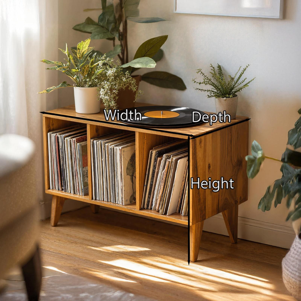Farmhouse Record Stand For Vinyl Collection In Entryway Area