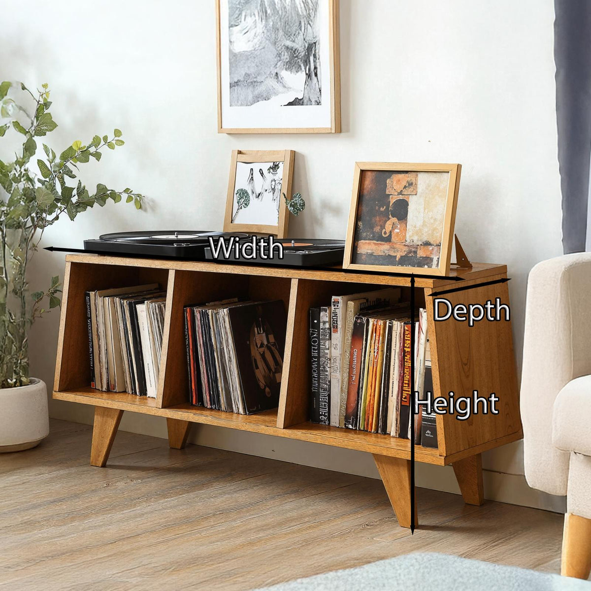 Rustic Wooden Record Player Table For Living Room Furniture