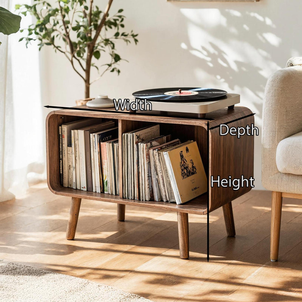 Mid Century Large Record Stand For Vinyl Storage In Bedroom