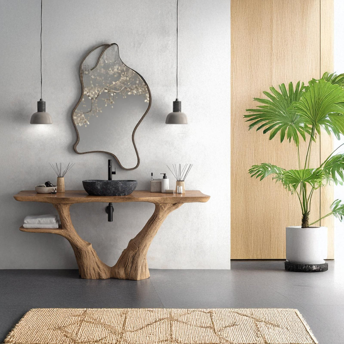 Handcrafted Counter Vanity For Stylish Bathroom Interiors