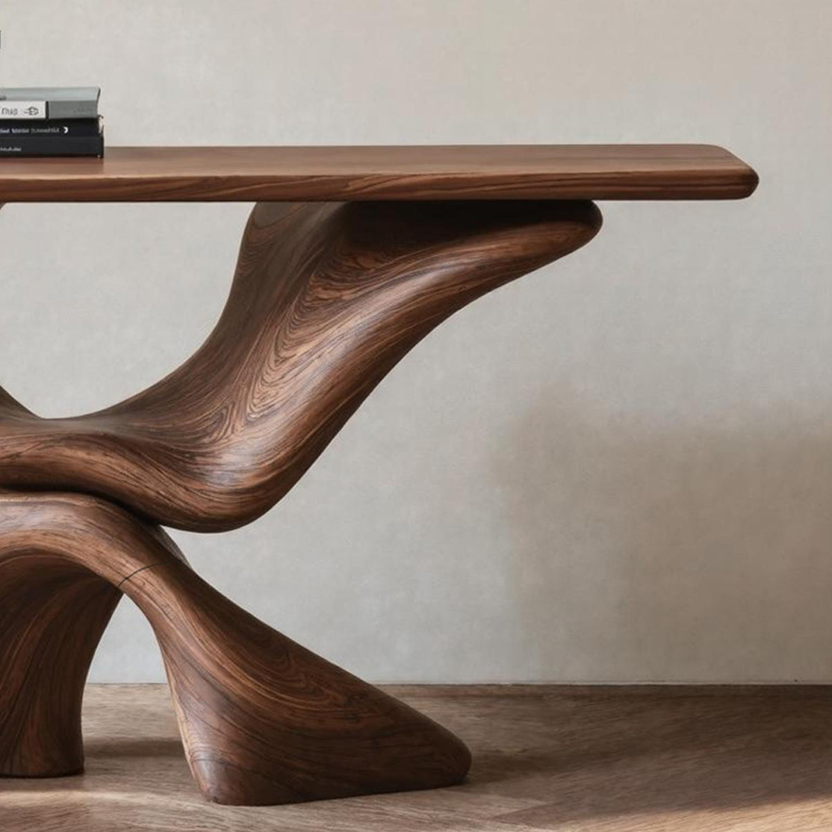 Mid Century Live Edge Console Table For Living Room