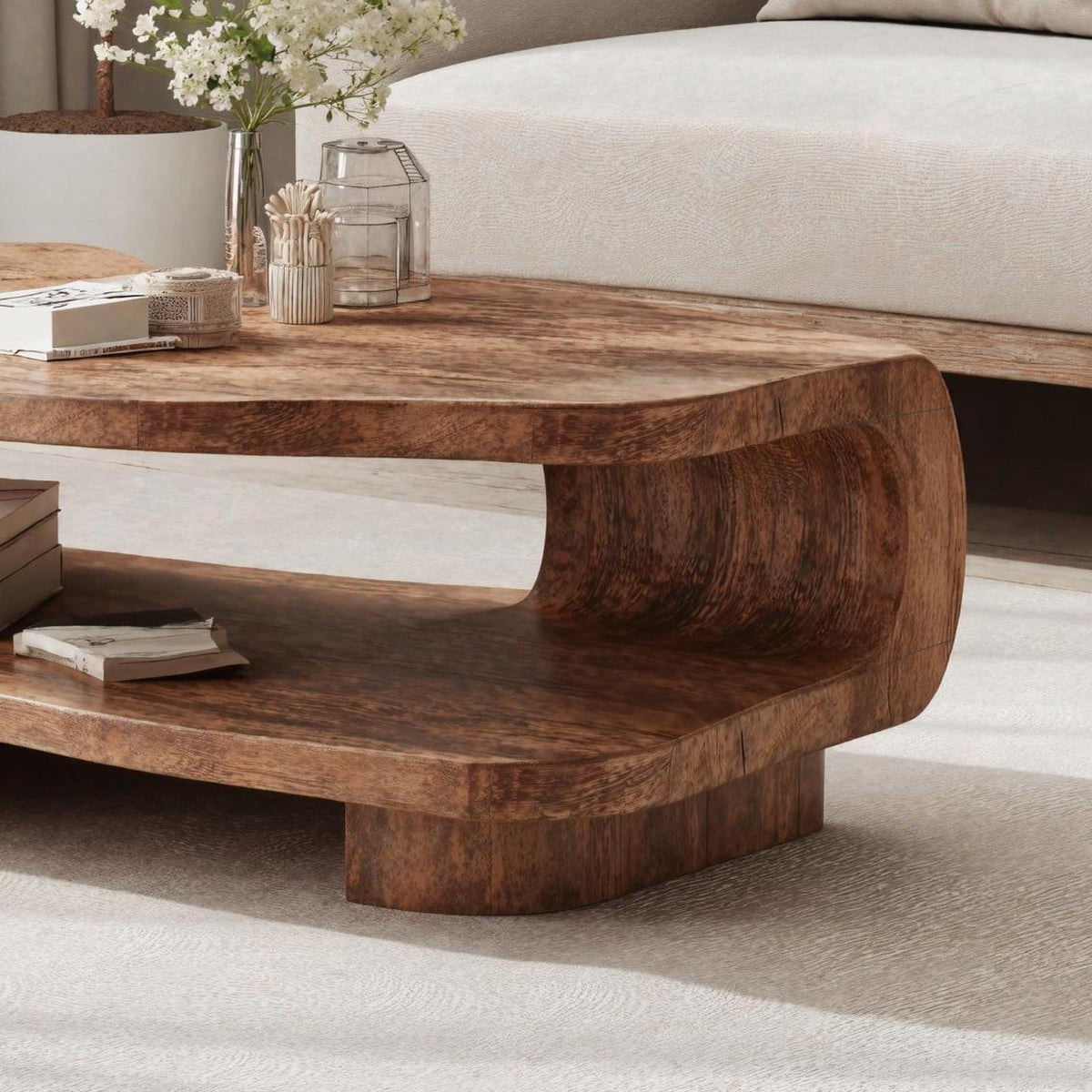 Farmhouse Wooden Coffee Table For Entryway Accent