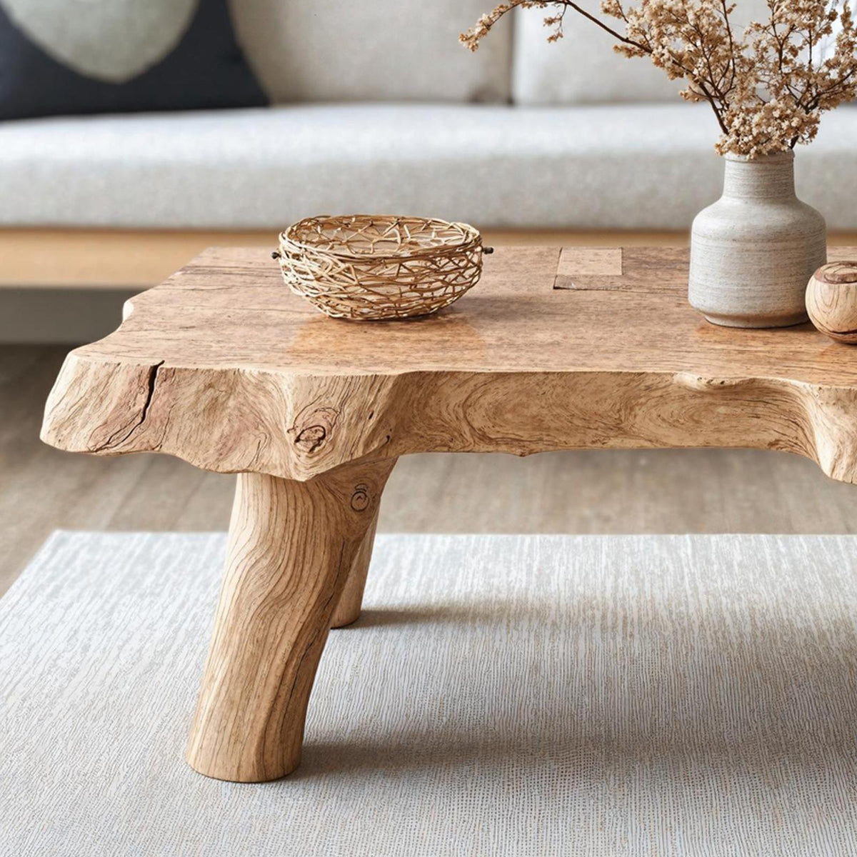Vintage Solid Wood Coffee Table For Entryway Decor