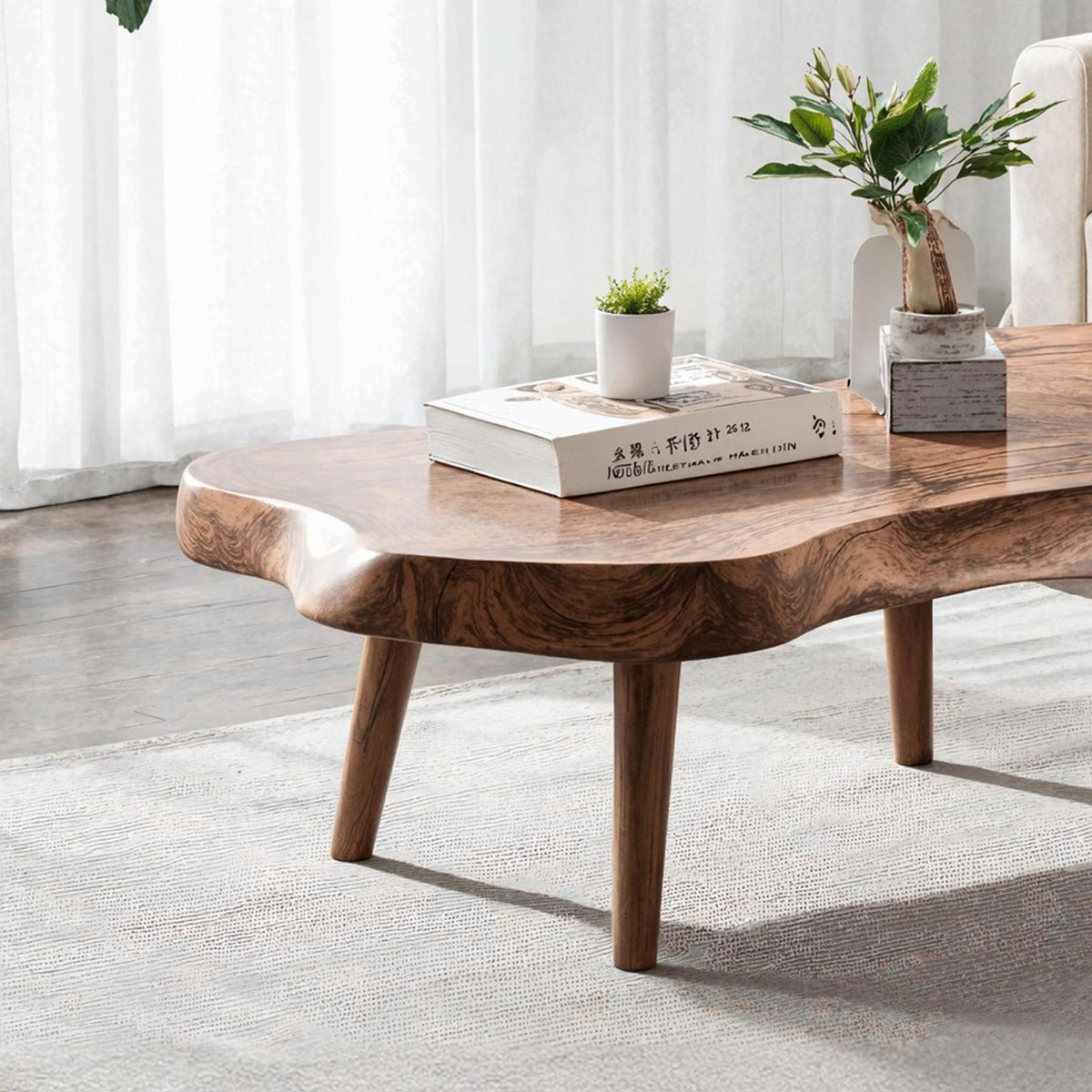 Mid Century Solid Wood Coffee Table For Small Spaces