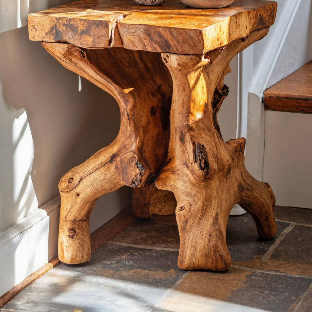 Farmhouse Wood End Table Live Edge End Table