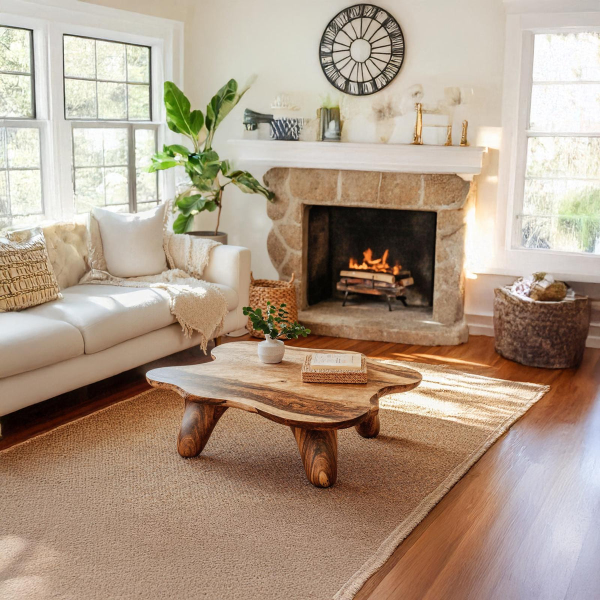 Curved Wood Coffee Table Low Coffee Table