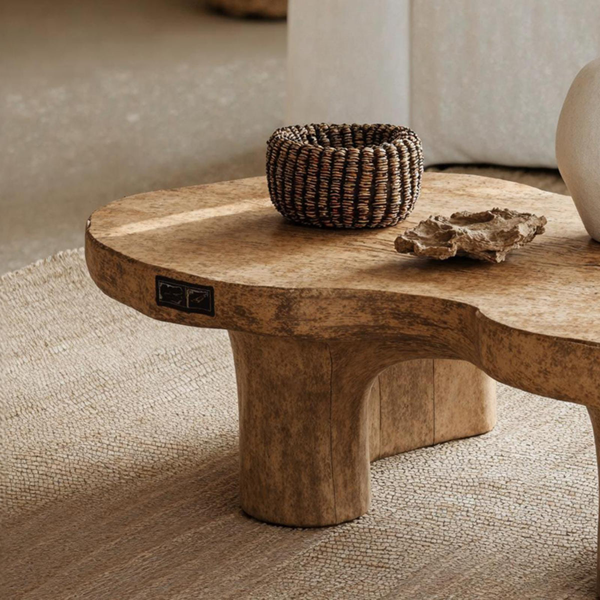 Natural Finish Wood Coffee Table For Organic Home Decor
