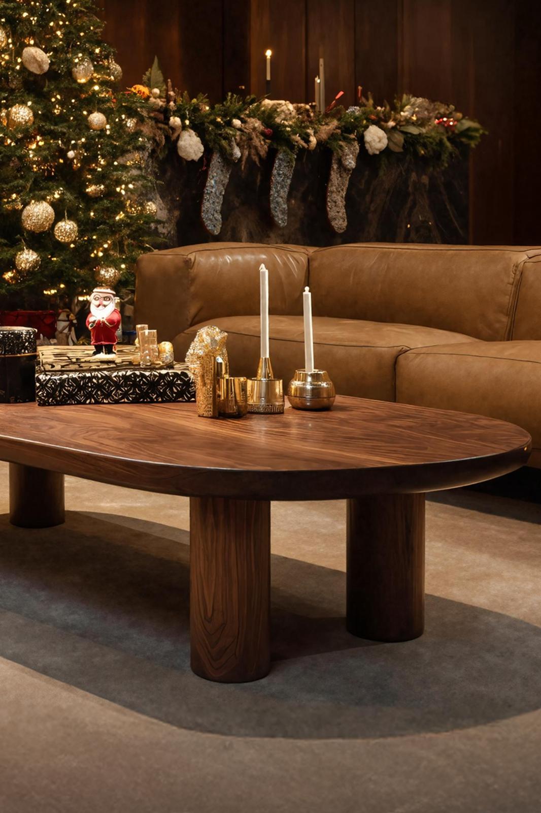 Spry Interior Handcrafted Live Edge Coffee Table, Solid Wood Slab Tree Trunk Accent Table for Rustic Living Room, SILDTTRCCF024