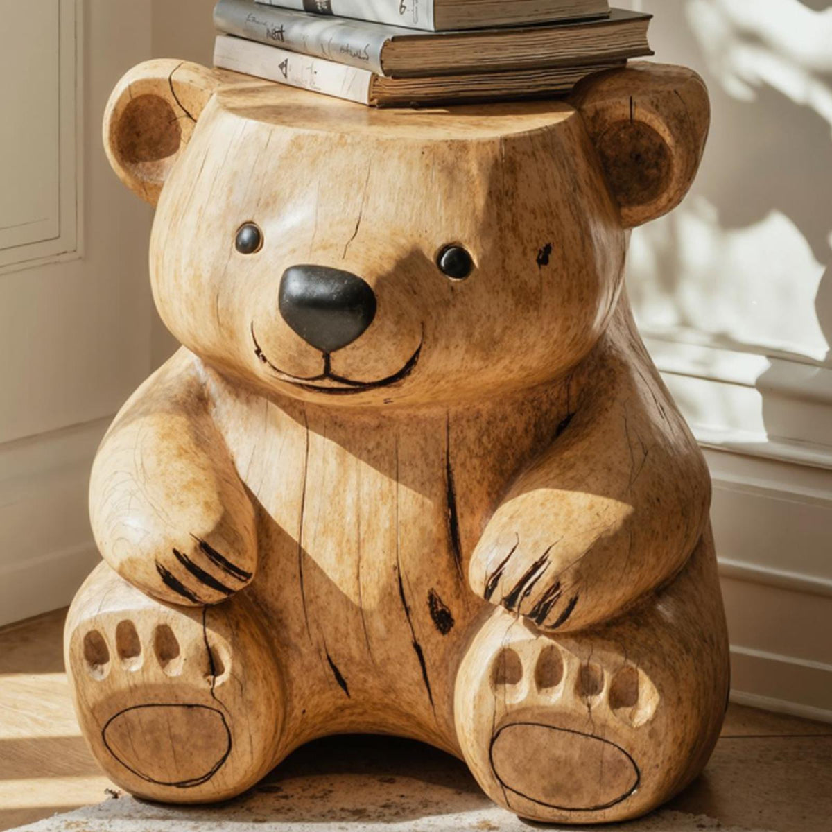 Handmade Wood Bear End Table Side Table