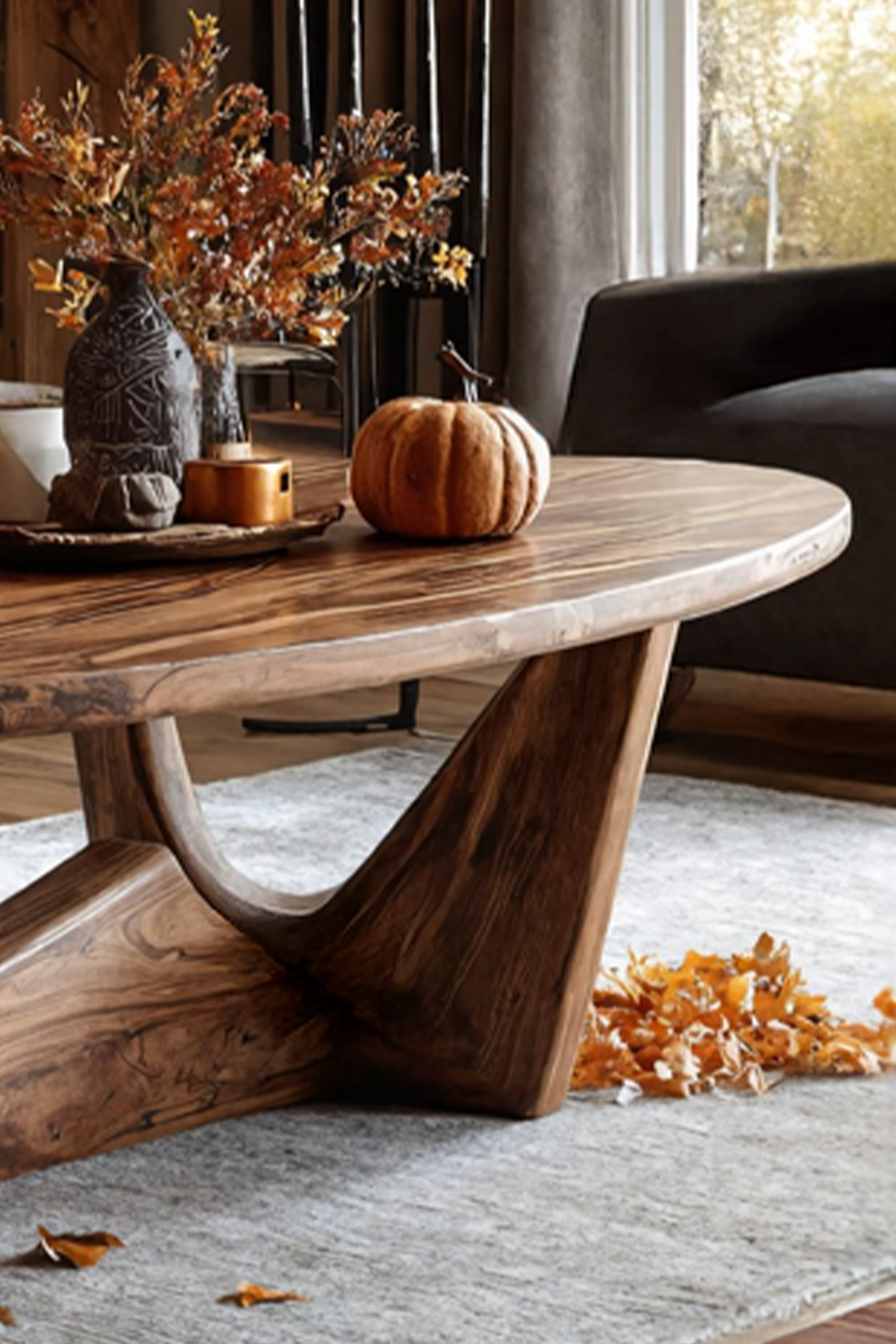 Modern Solid Wood Coffee Table, Halloween Inspired Handcrafted Accent Entryway Table & Living Room Furniture Design