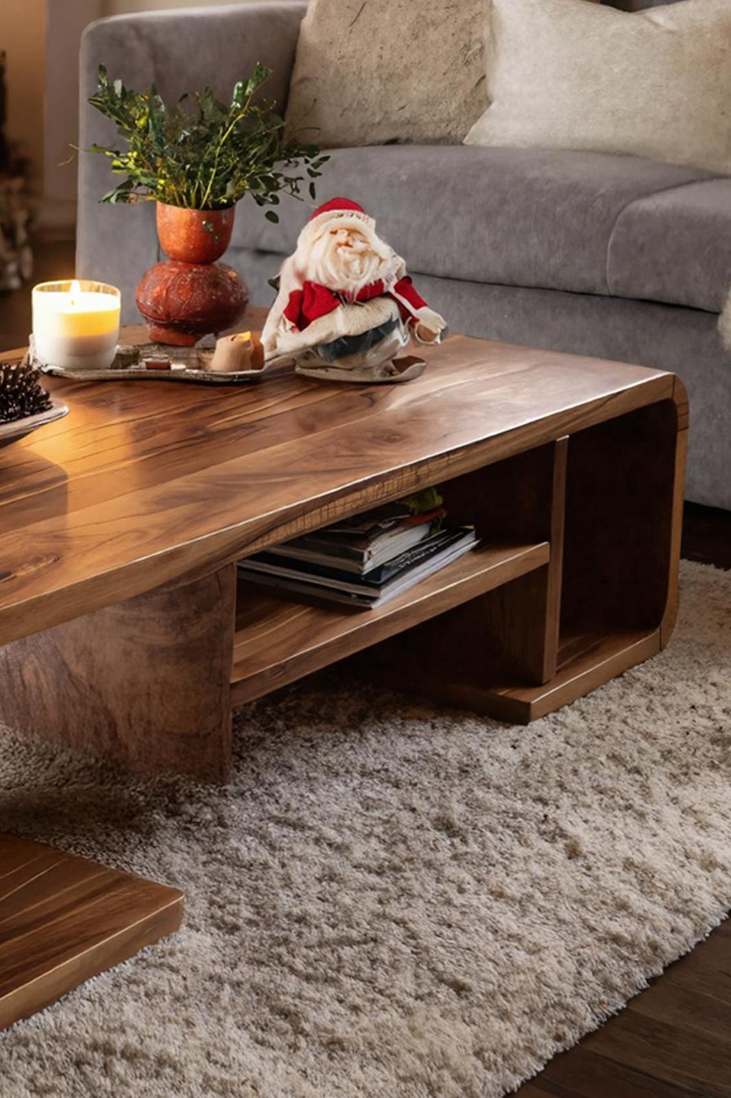 Spry Interior Rustic Live Edge Coffee Table, Handcrafted Solid Wood Slab Accent Table for Cozy Living Room Decor, SILDTTRCCF039