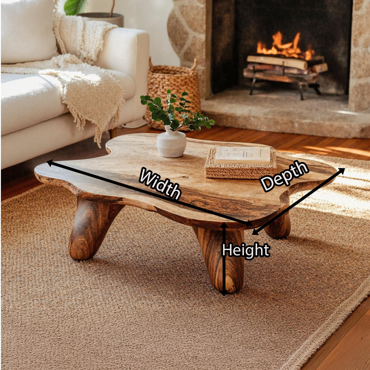 Curved Wood Coffee Table Low Coffee Table
