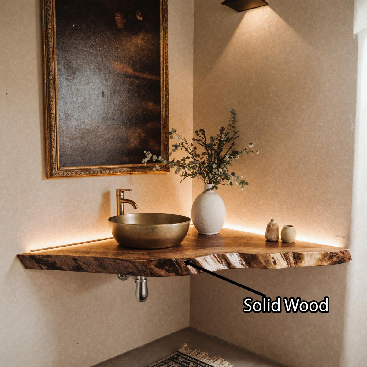 Handcrafted Counter Bathroom Corner Shelf