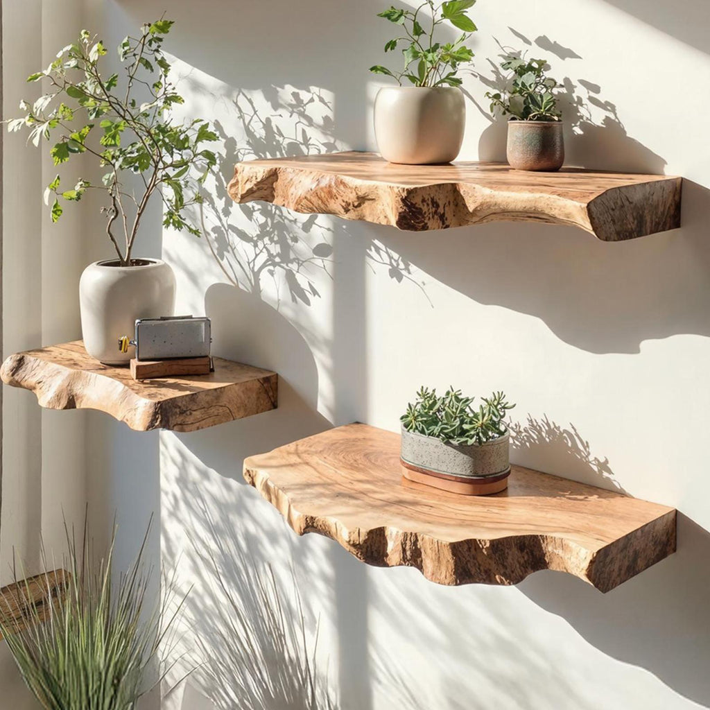 Spry Interior Rustic Live Edge Floating Shelf, Heavy Duty Solid Wood Wall Mounted Storage Rack for Kitchen Decor, SILDTFL162