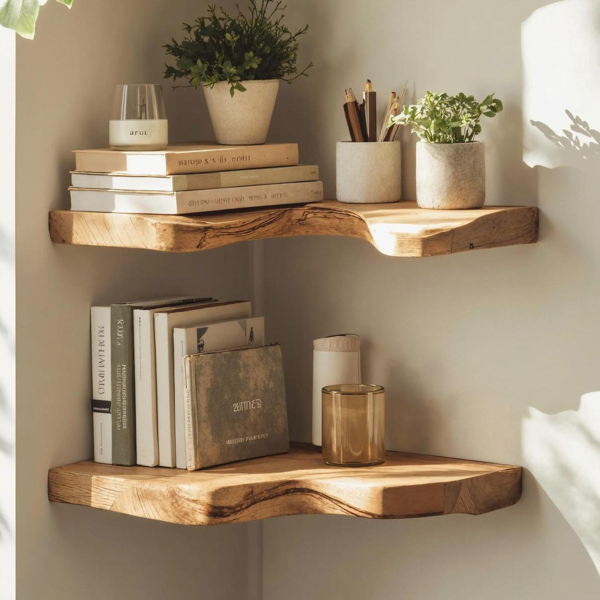 Farmhouse Live Edge Floating Corner Shelf Bedroom Decor SILDTCN089
