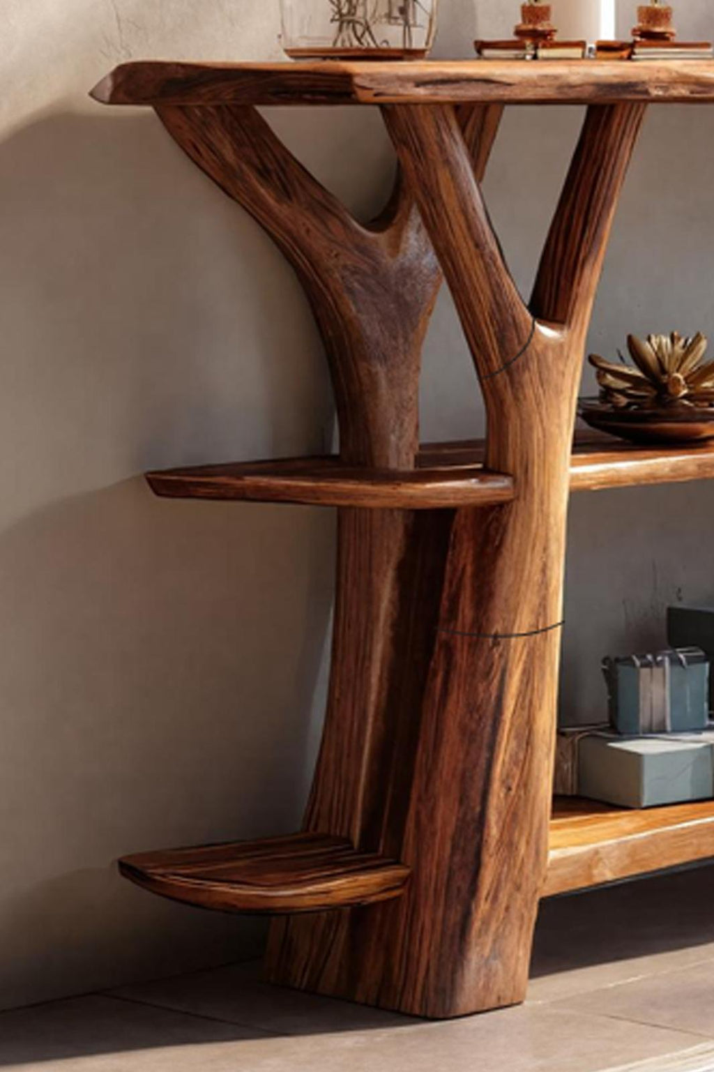 Modern Live Edge Wooden Console Table, Hardwood Slab Sofa Table, Rustic Contemporary Entryway Table