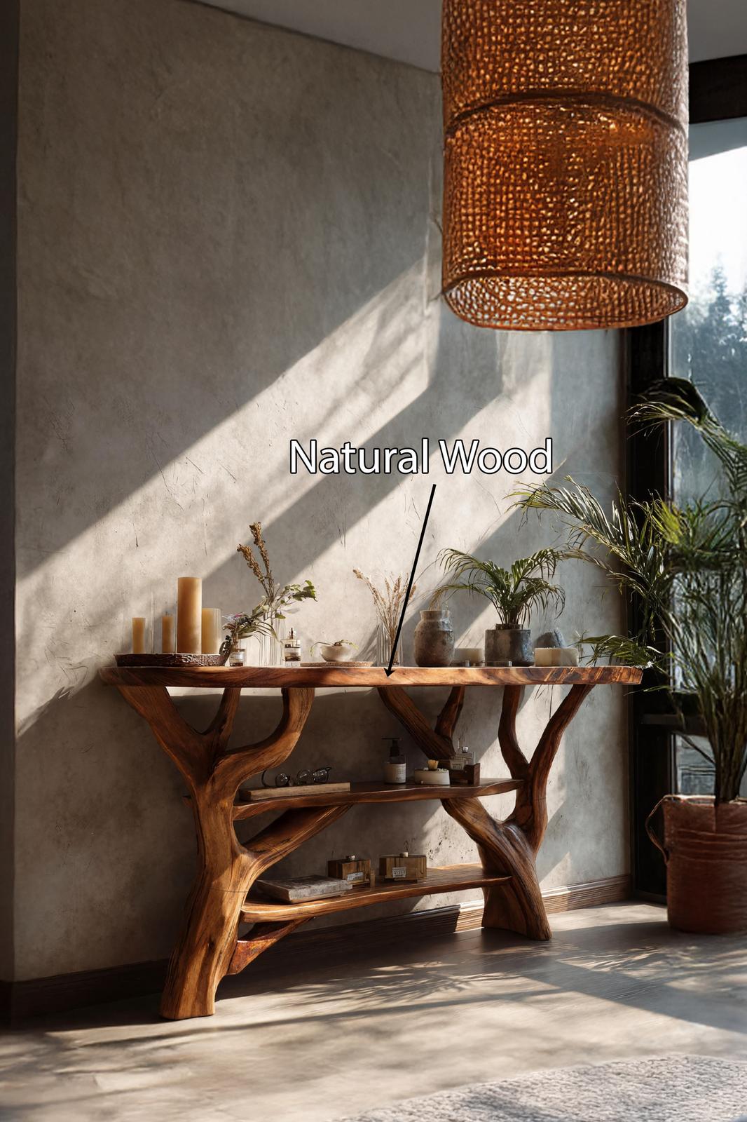 Spry Interior Farmhouse Live Edge Entryway Console Table, Solid Wood Slab Accent Table for Hallway & Bedroom, SILDTTNCS060