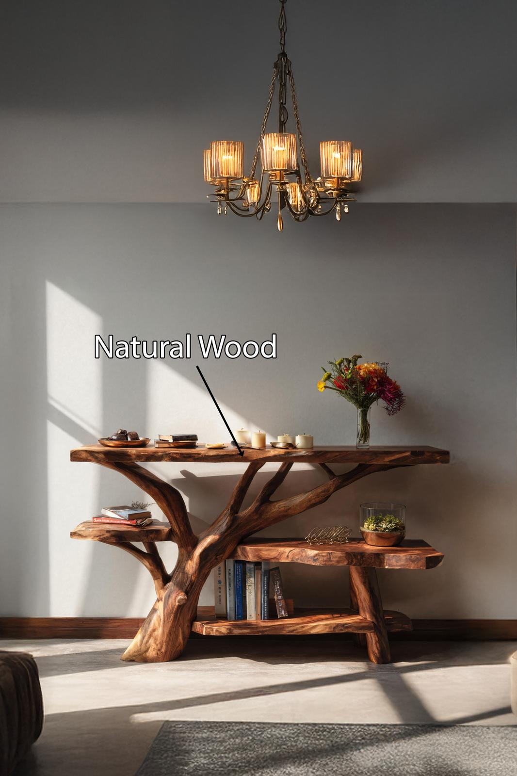 Spry Interior Handcrafted Live Edge Entryway Console Table, Solid Wood Slab Accent Table for Country Home Decor, SILDTTNCS049