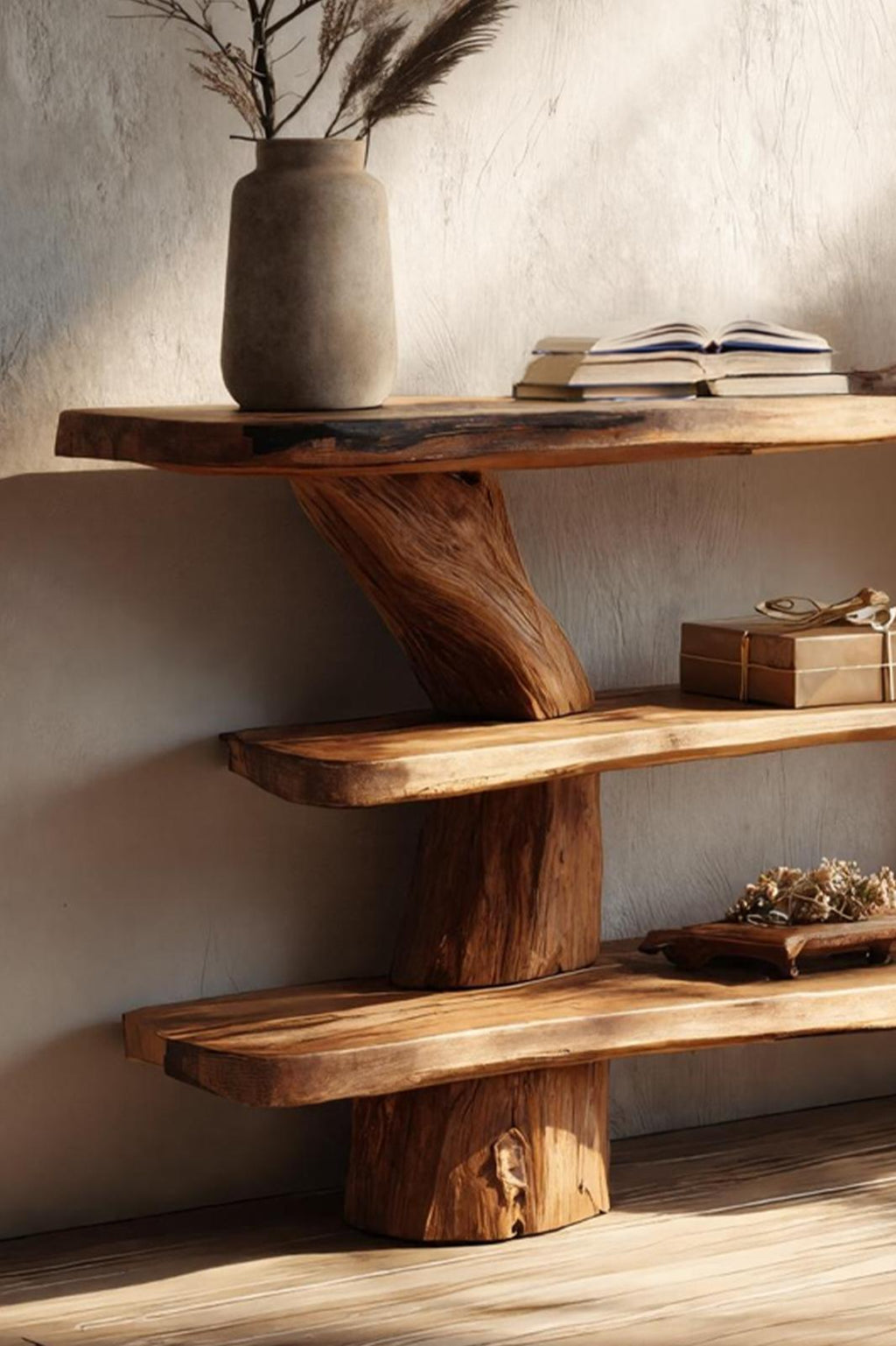 Handcrafted Solid Wood Console Table, Rustic Entryway Table, Behind Sofa Accent Table for Living Room & Bedroom