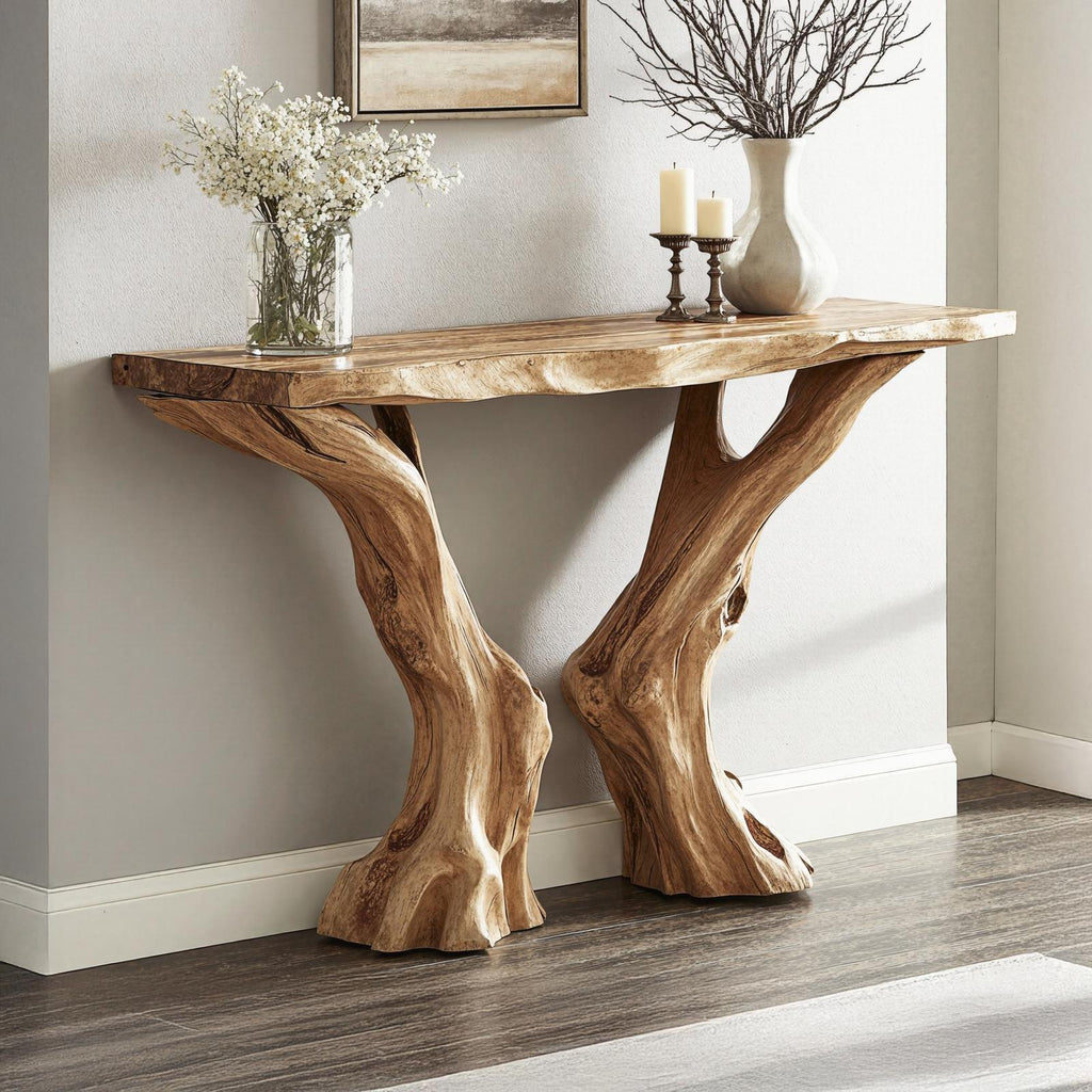 Live Edge Rustic Wood Console Table For Stunning Entryways