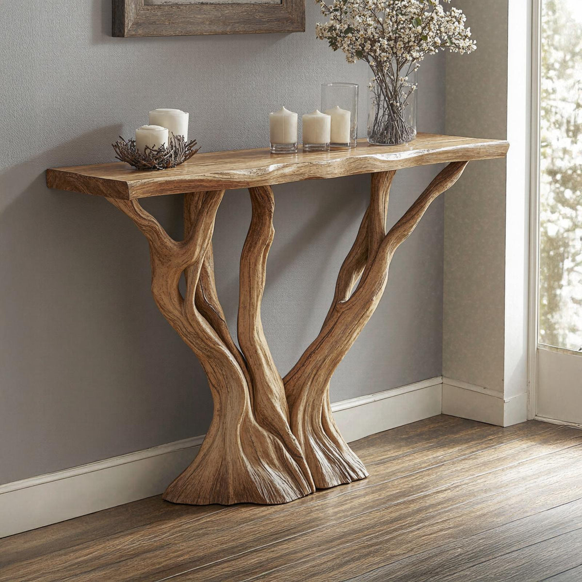 Natural Wood Console Table for Modern Entryways