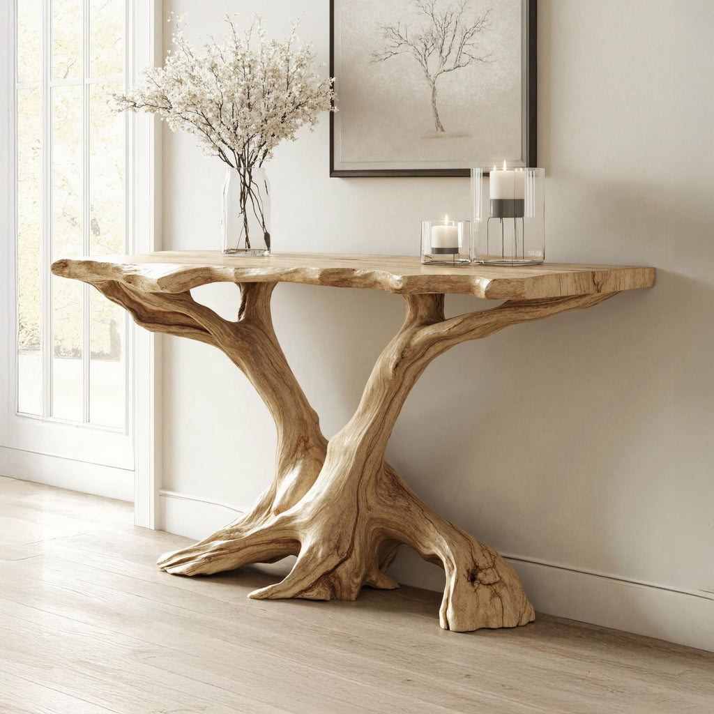 Rustic Wood Console Table For Hallway Decor