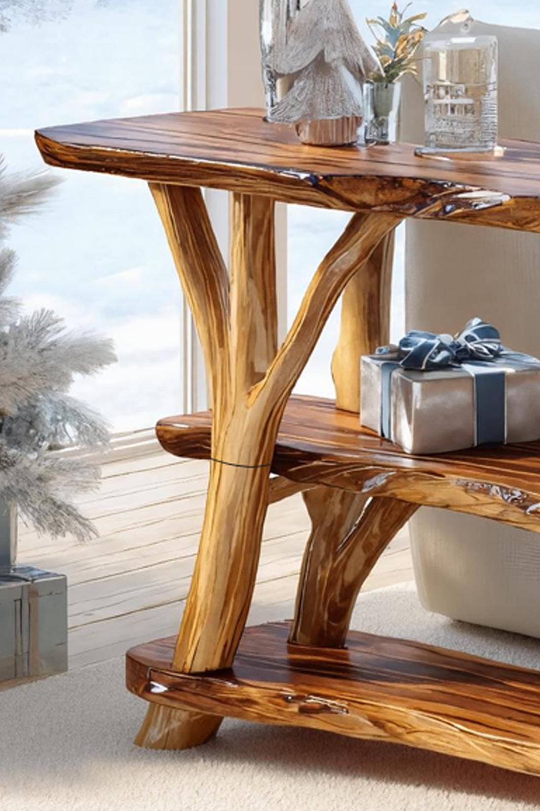 Handcrafted Solid Wood Console Table, Rustic Bedroom Vanity Table, Entryway & Behind Sofa Display Table