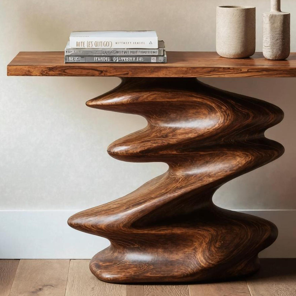 Handcrafted Unique Solid Wood Console Table, Rustic Entryway Accent Table for Hallway, Living Room Decor