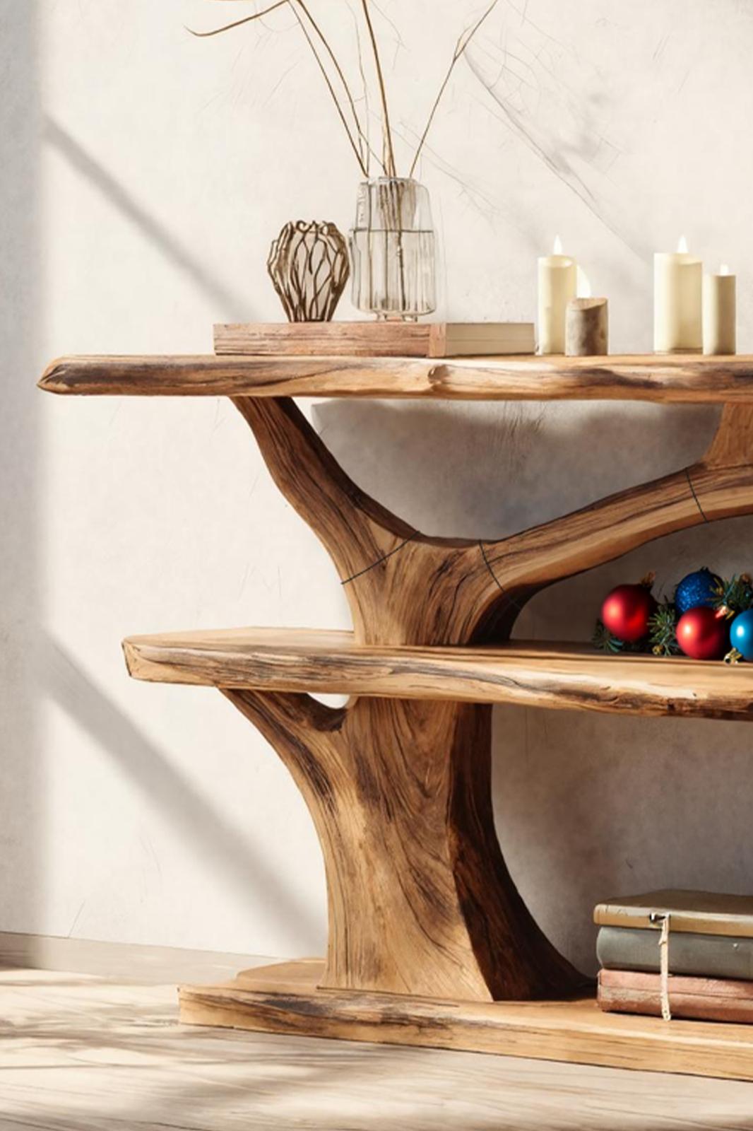 Handcrafted Live Edge Entryway Table, Solid Wood Slab Console Table, Rustic Behind Sofa Table for Hallway